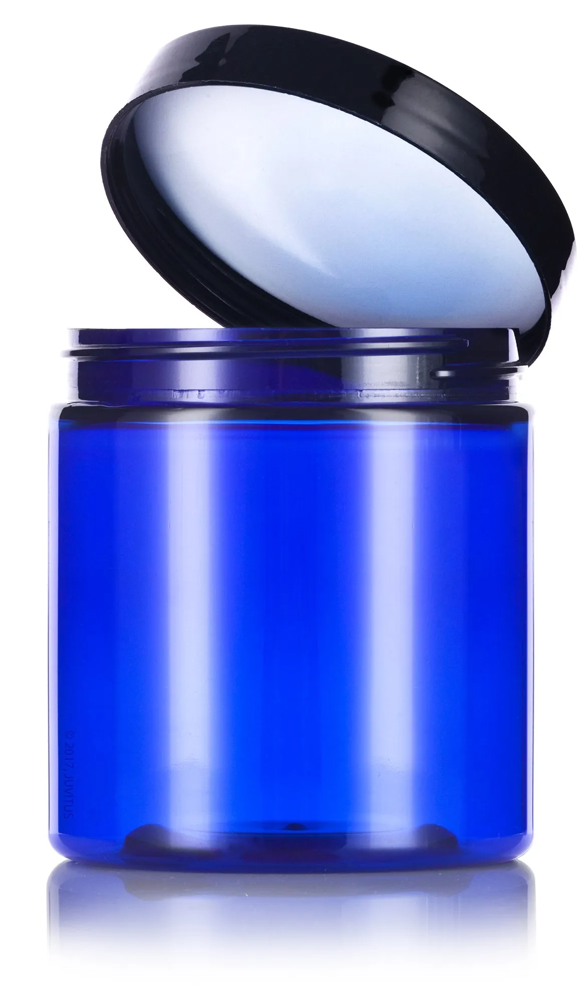 1 oz Cobalt Blue Plastic Straight Sided Jar with Black Foam Lined Lid (12 Pack)