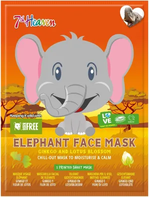 7th Heaven Face Food Born Free Elephant Sheet Mask enriched with Ginkgo and Lotus Blossom to Chill out, Moisturise and Calk your Skin