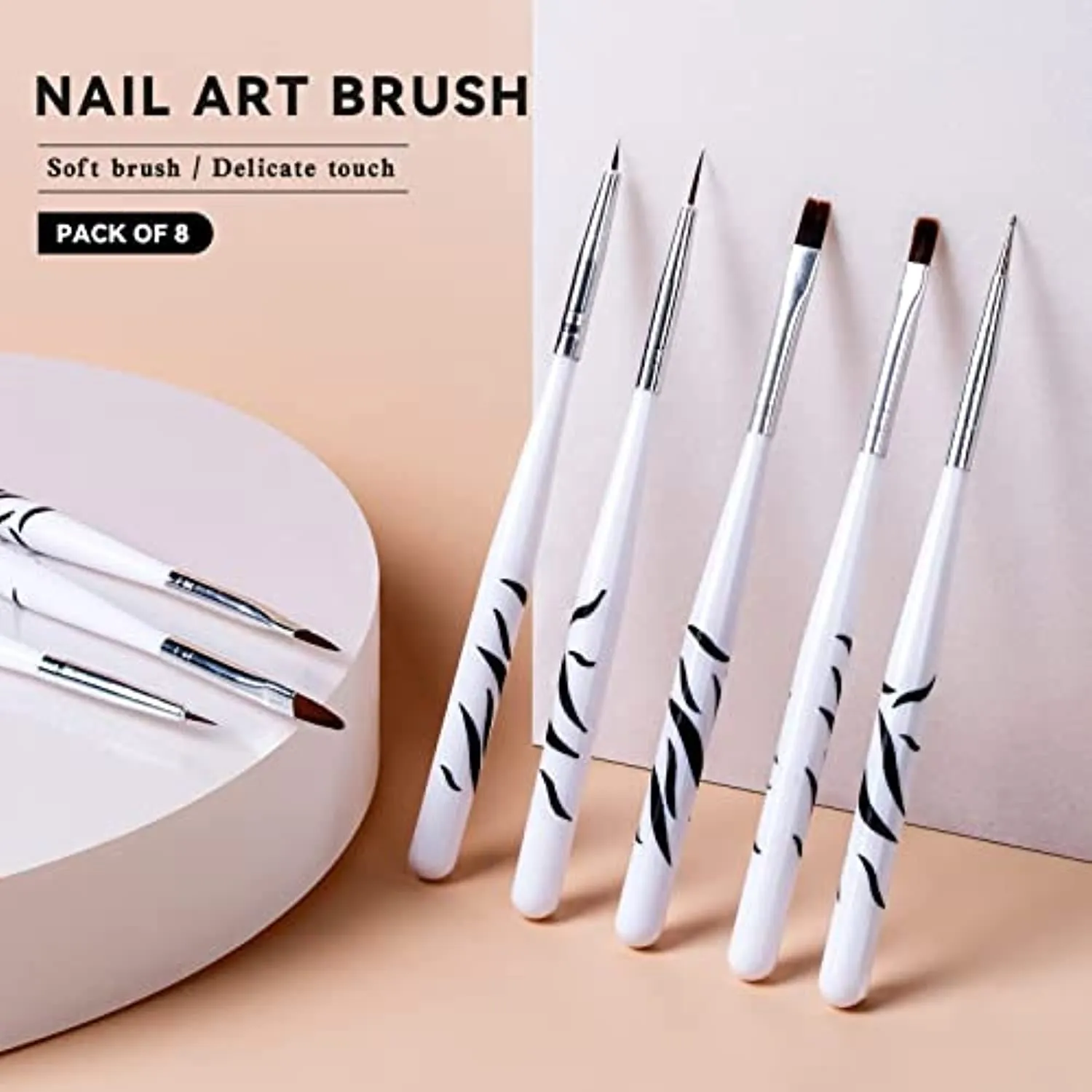 8pcs Nail Art Brushes Set ZERNBER Nail Art Design Pen Painting Tools with Nail Dotting Pen for Salon at Home DIY Manicure Nail Extension Gel Brush Nail Art Liner Brush