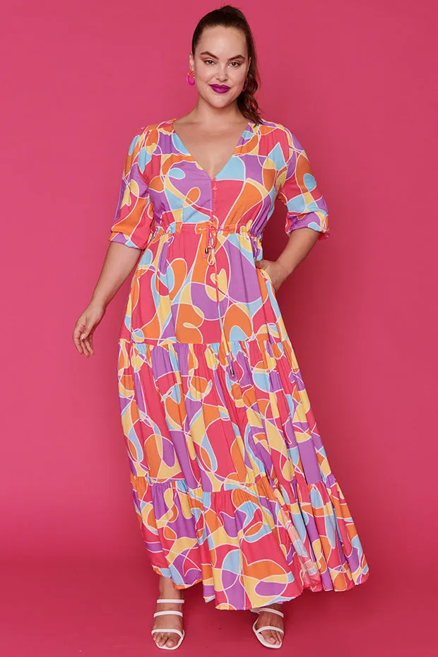 Adeline Lovely Lines Gelato Maxi Dress