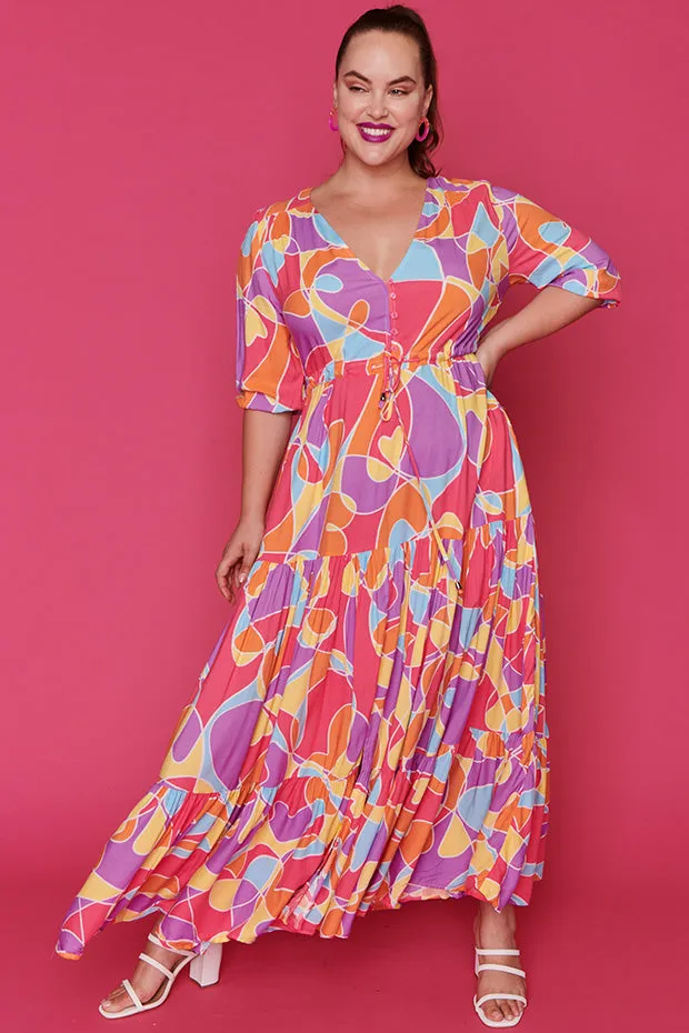 Adeline Lovely Lines Gelato Maxi Dress