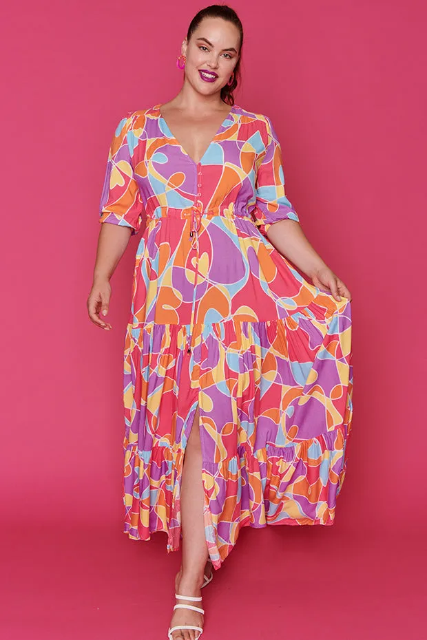 Adeline Lovely Lines Gelato Maxi Dress