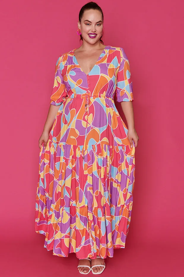 Adeline Lovely Lines Gelato Maxi Dress