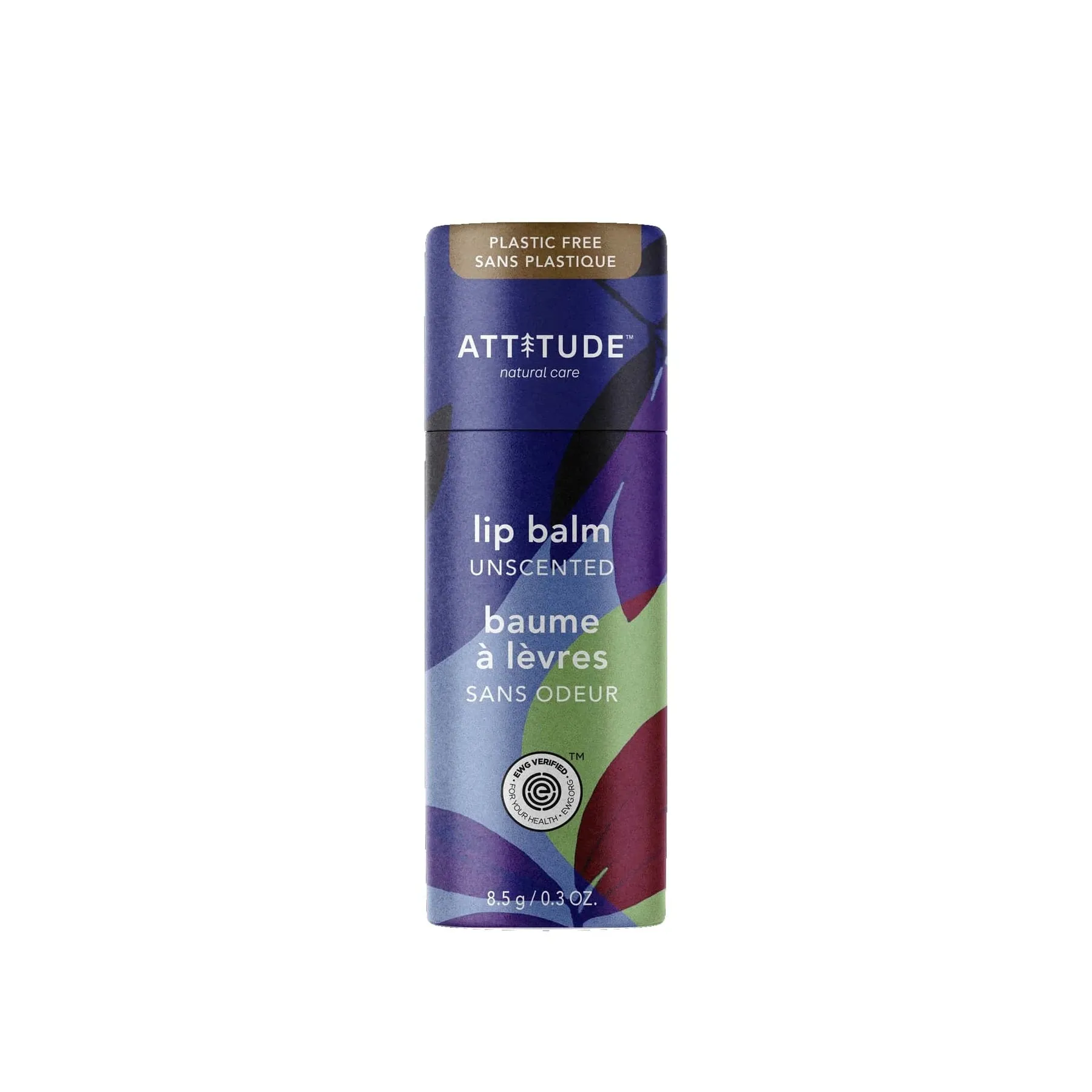 Attitude Plastic-free Leaves Bar Lip Balms (Unscented)