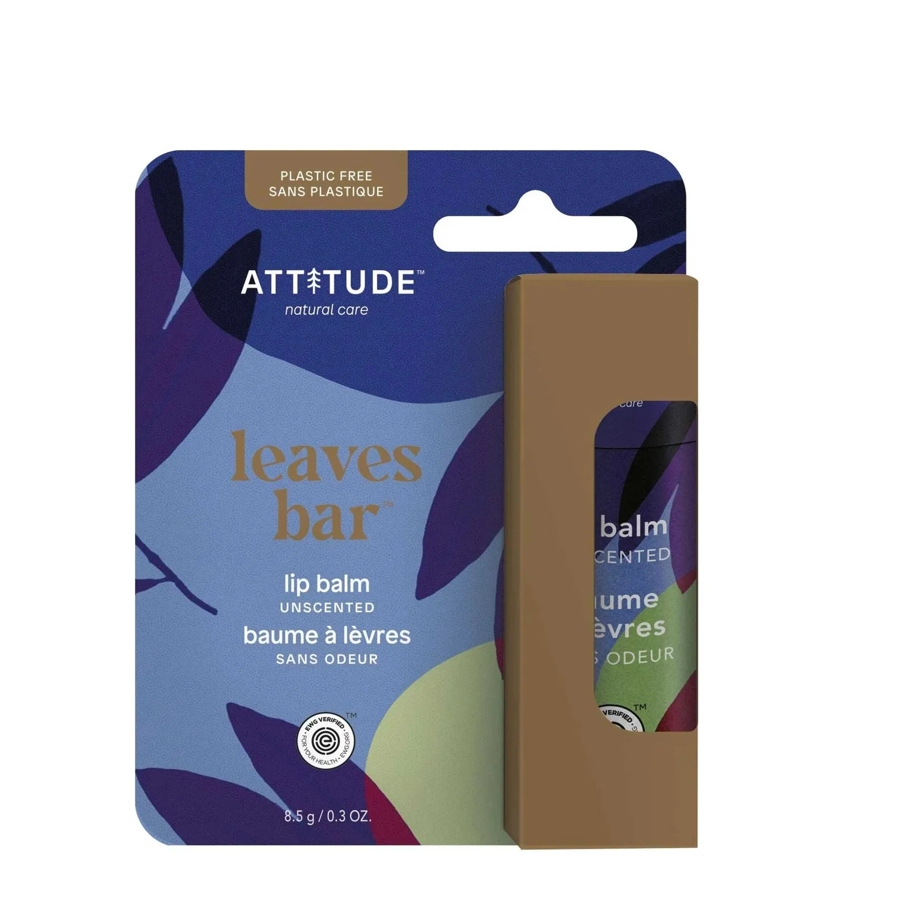 Attitude Plastic-free Leaves Bar Lip Balms (Unscented)