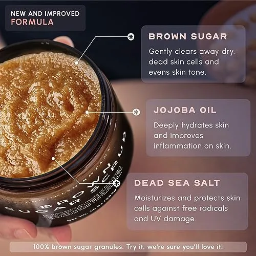 Brooklyn Botany Brown Sugar Body Scrub - Moisturizing and Exfoliating Body, Face, Hand, Foot Scrub - Fights Acne, Fine Lines & Wrinkles, Great Gifts For Women & Men - 10 oz