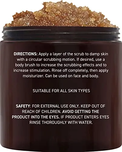 Brooklyn Botany Brown Sugar Body Scrub - Moisturizing and Exfoliating Body, Face, Hand, Foot Scrub - Fights Acne, Fine Lines & Wrinkles, Great Gifts For Women & Men - 10 oz