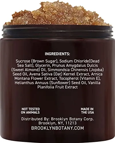 Brooklyn Botany Brown Sugar Body Scrub - Moisturizing and Exfoliating Body, Face, Hand, Foot Scrub - Fights Acne, Fine Lines & Wrinkles, Great Gifts For Women & Men - 10 oz