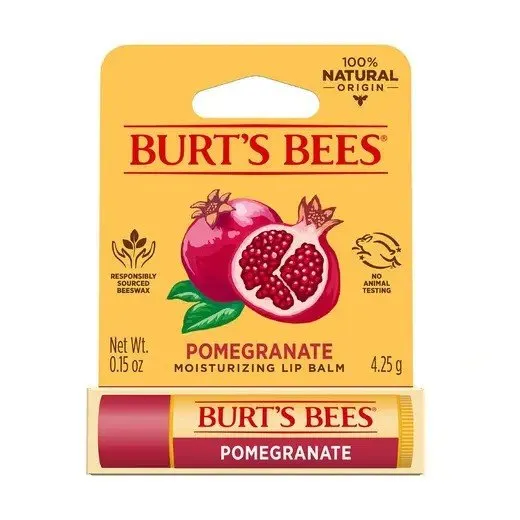 Burt's Bees Pomegranate Lip Balm Tube in Blister Box 0.15 oz Stick