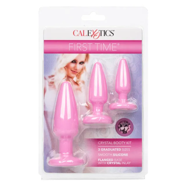 Calexotics FIRST TIME CRYSTAL BOOTY KIT 3 Piece Anal Training Kit with Graduated Butt Plugs