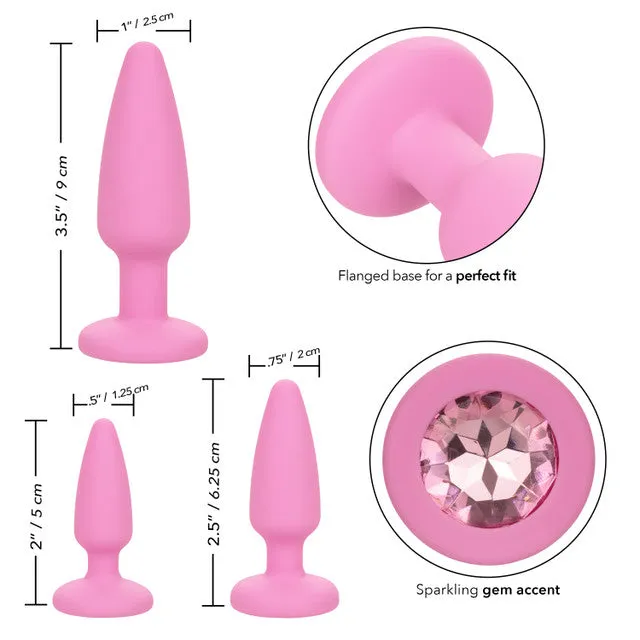 Calexotics FIRST TIME CRYSTAL BOOTY KIT 3 Piece Anal Training Kit with Graduated Butt Plugs