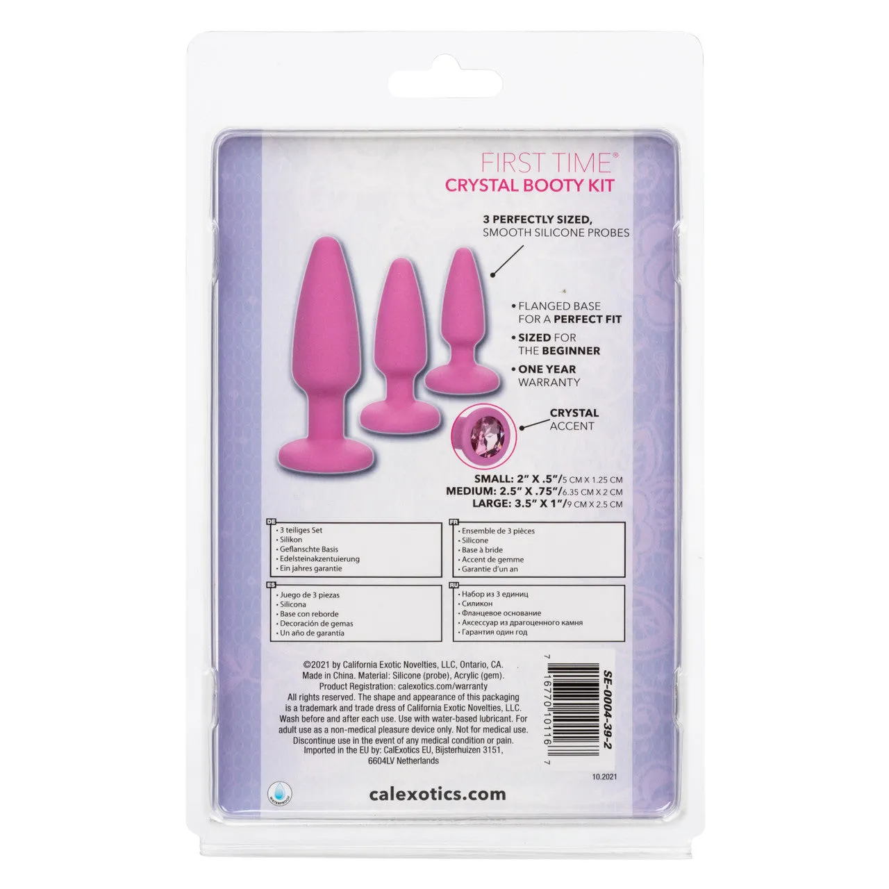 Calexotics FIRST TIME CRYSTAL BOOTY KIT 3 Piece Anal Training Kit with Graduated Butt Plugs