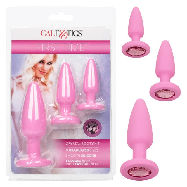 Calexotics FIRST TIME CRYSTAL BOOTY KIT 3 Piece Anal Training Kit with Graduated Butt Plugs