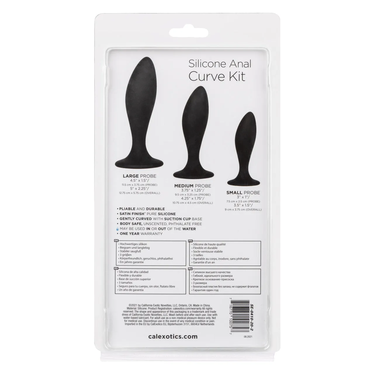 Calexotics SILICONE ANAL CURVE KIT 3 Piece Butt Plugs Training Kit with Suction Cup