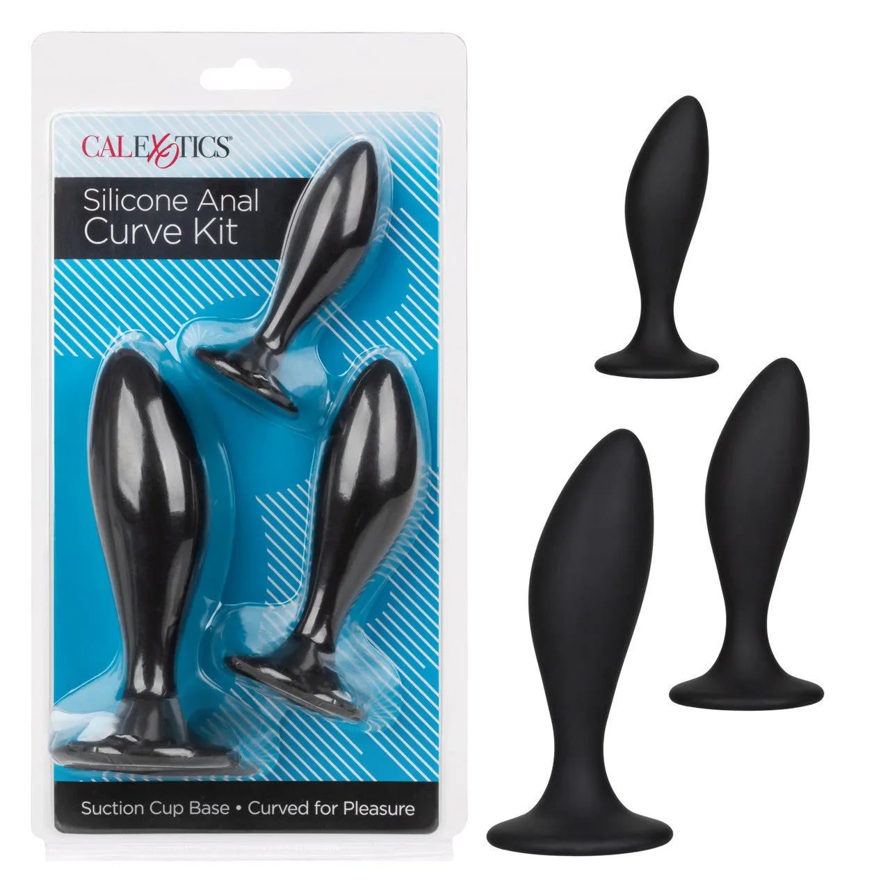 Calexotics SILICONE ANAL CURVE KIT 3 Piece Butt Plugs Training Kit with Suction Cup