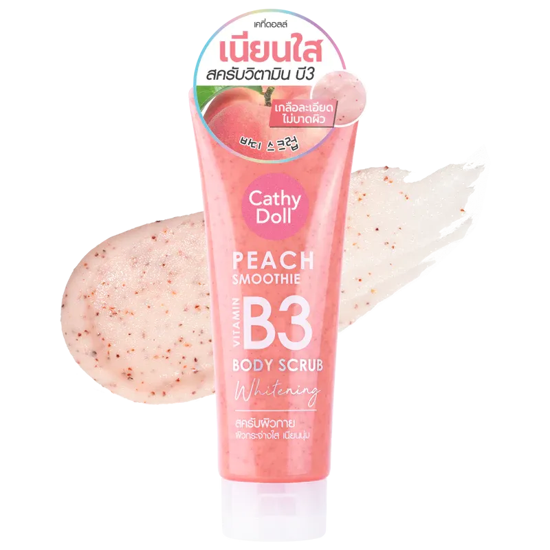 Cathy Doll Peach Smoothie Vit B3 Body Scrub 320G Whitening (Thai)