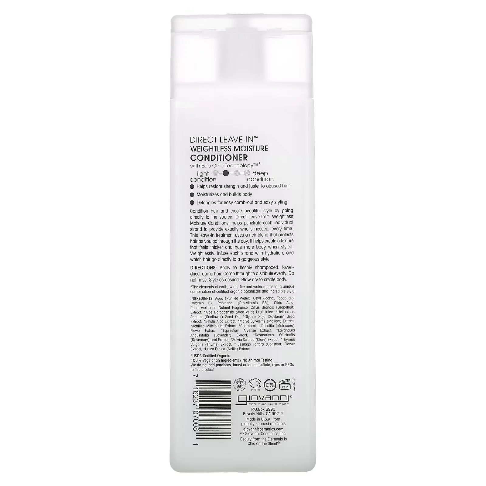 Giovanni, Direct Leave-In, leave-in, weightless conditioner for moisturizing hair for all hair types, 250 ml (8.5 fl oz)