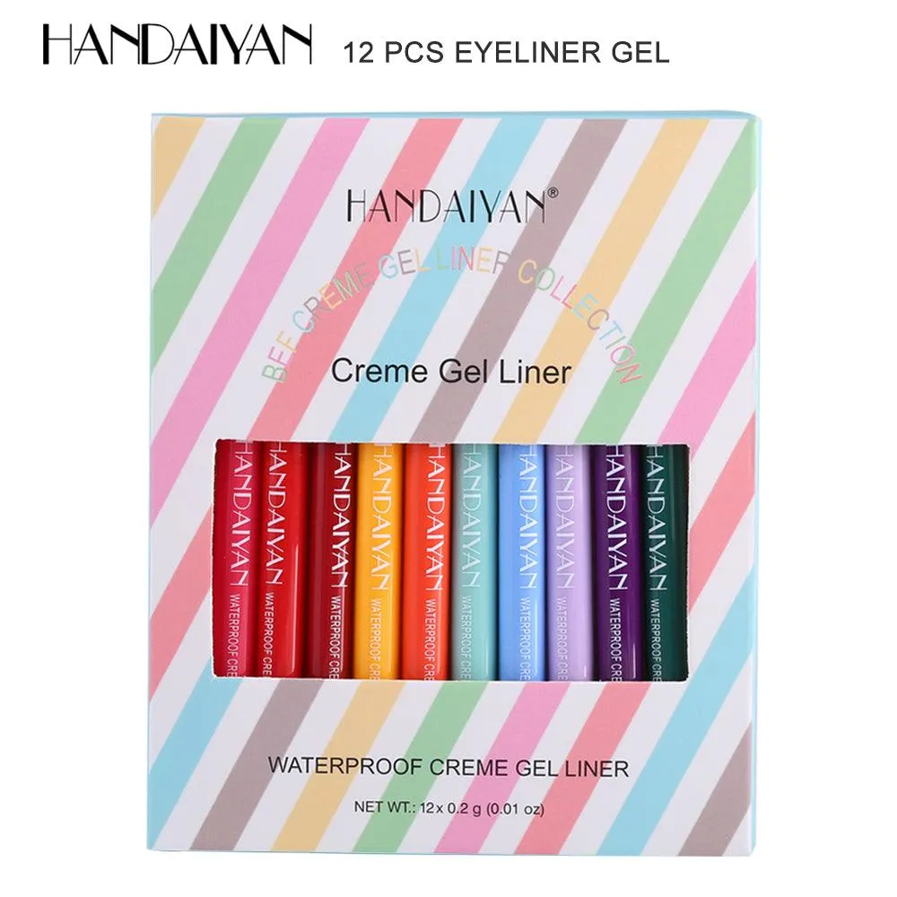 HANDAIYAN 12 Colored Matte Eyeliner Pens Gel Eyeliner Pens Dry Quickly