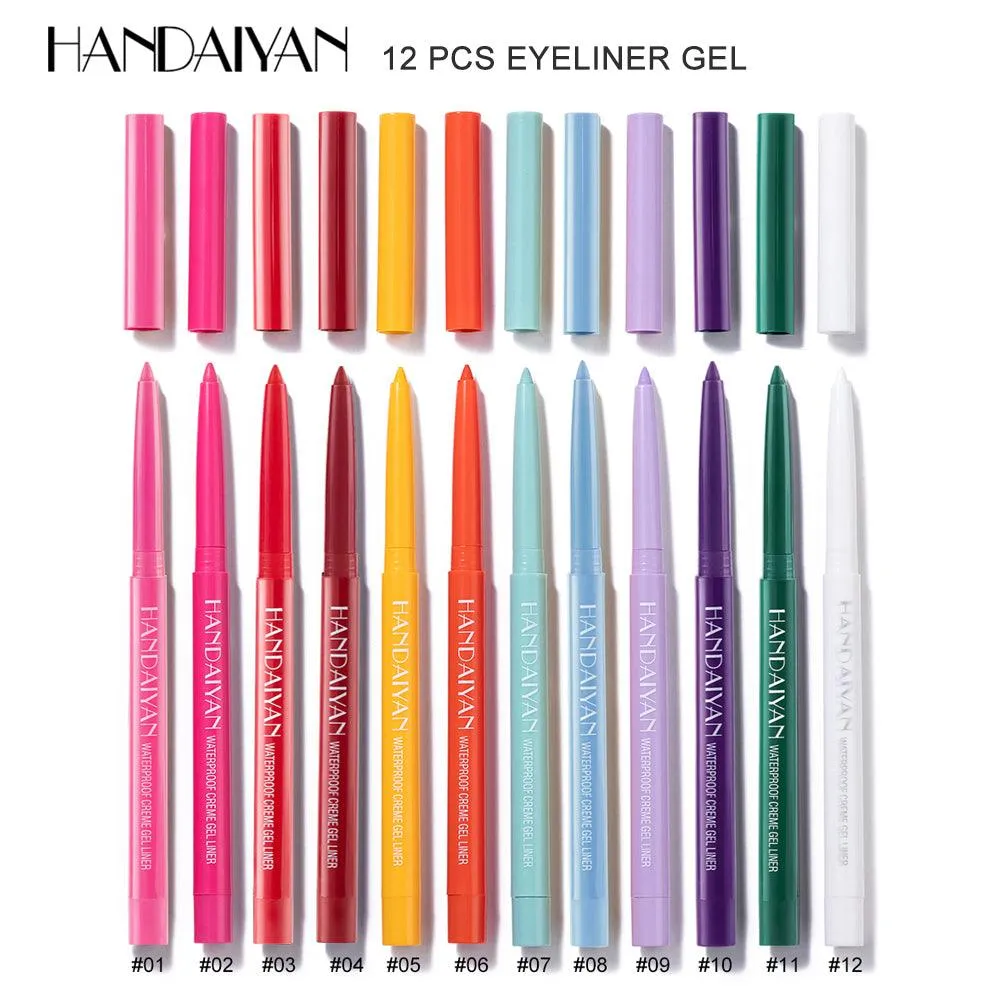 HANDAIYAN 12 Colored Matte Eyeliner Pens Gel Eyeliner Pens Dry Quickly