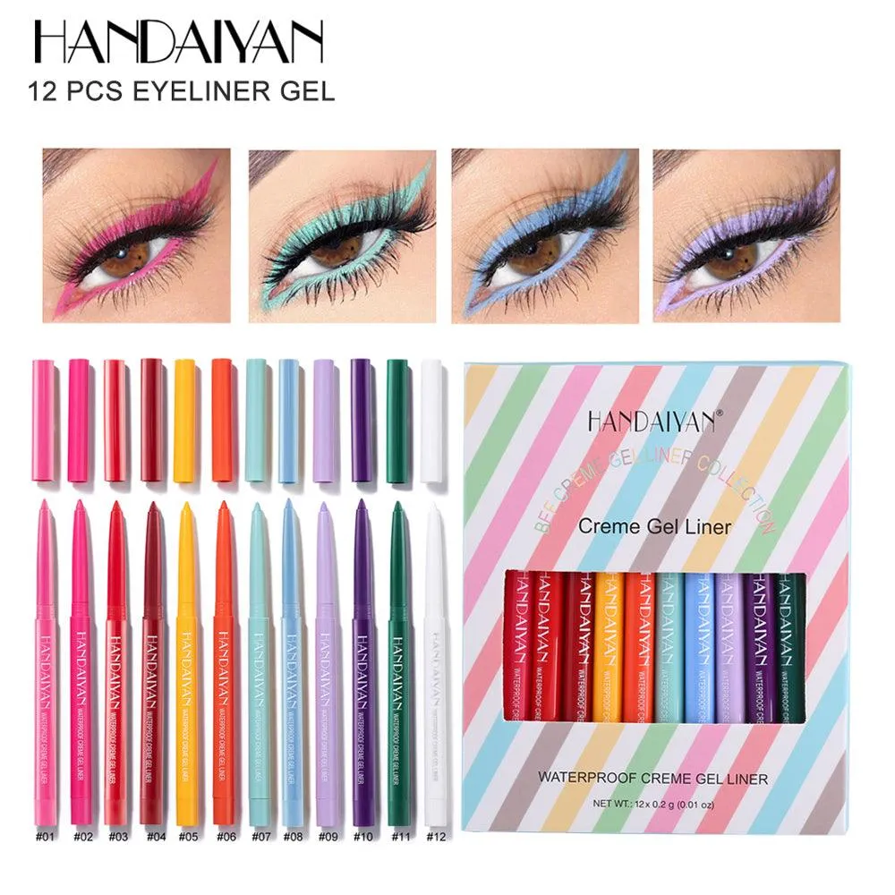 HANDAIYAN 12 Colored Matte Eyeliner Pens Gel Eyeliner Pens Dry Quickly