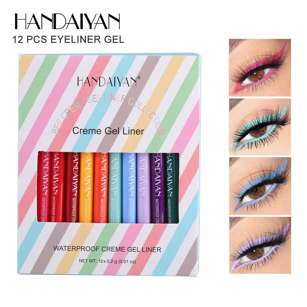 HANDAIYAN 12 Colored Matte Eyeliner Pens Gel Eyeliner Pens Dry Quickly