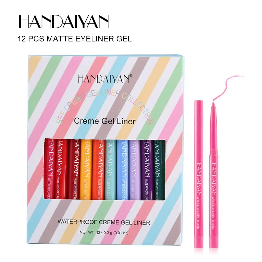 HANDAIYAN 12 Colored Matte Eyeliner Pens Gel Eyeliner Pens Dry Quickly