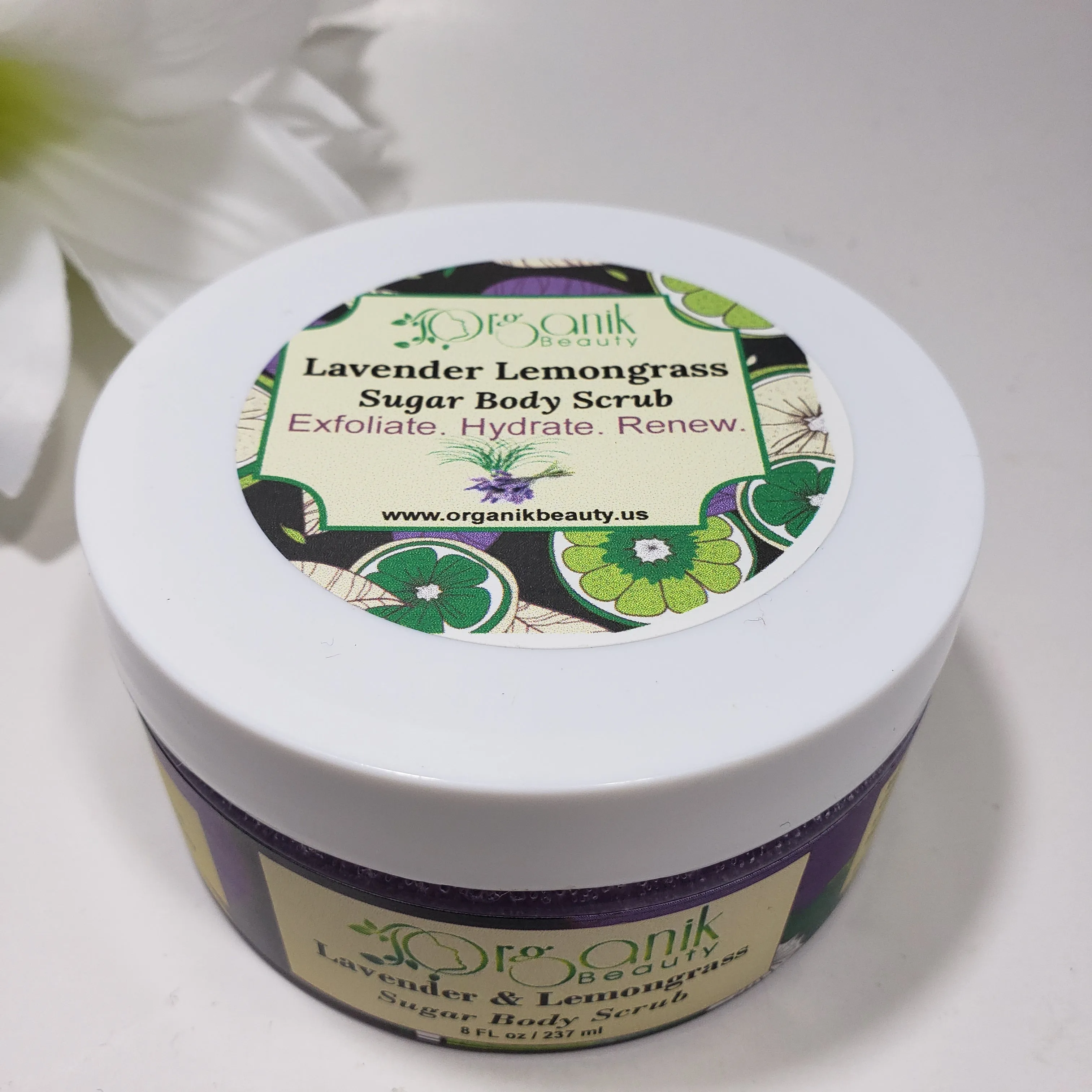 Lavender and Lemongrass Whipped Sugar Body Scrub 8 oz