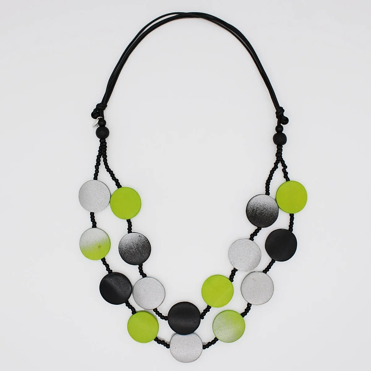 Lime and Black Double Strand Collins Necklace