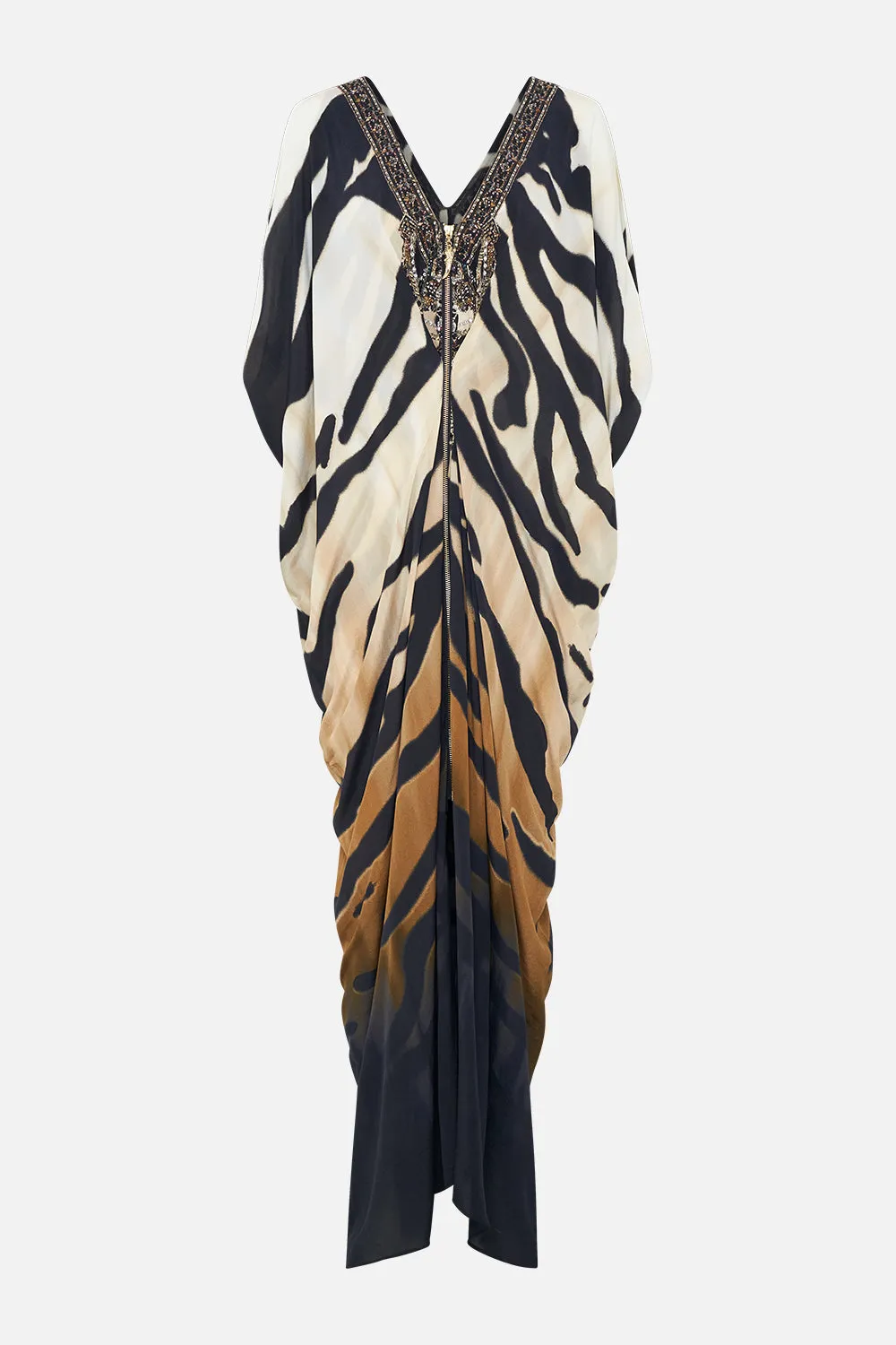 LONG DRAPE DRESS WITH ZIP FRONT TAME MY TIGER