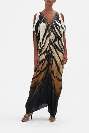 LONG DRAPE DRESS WITH ZIP FRONT TAME MY TIGER