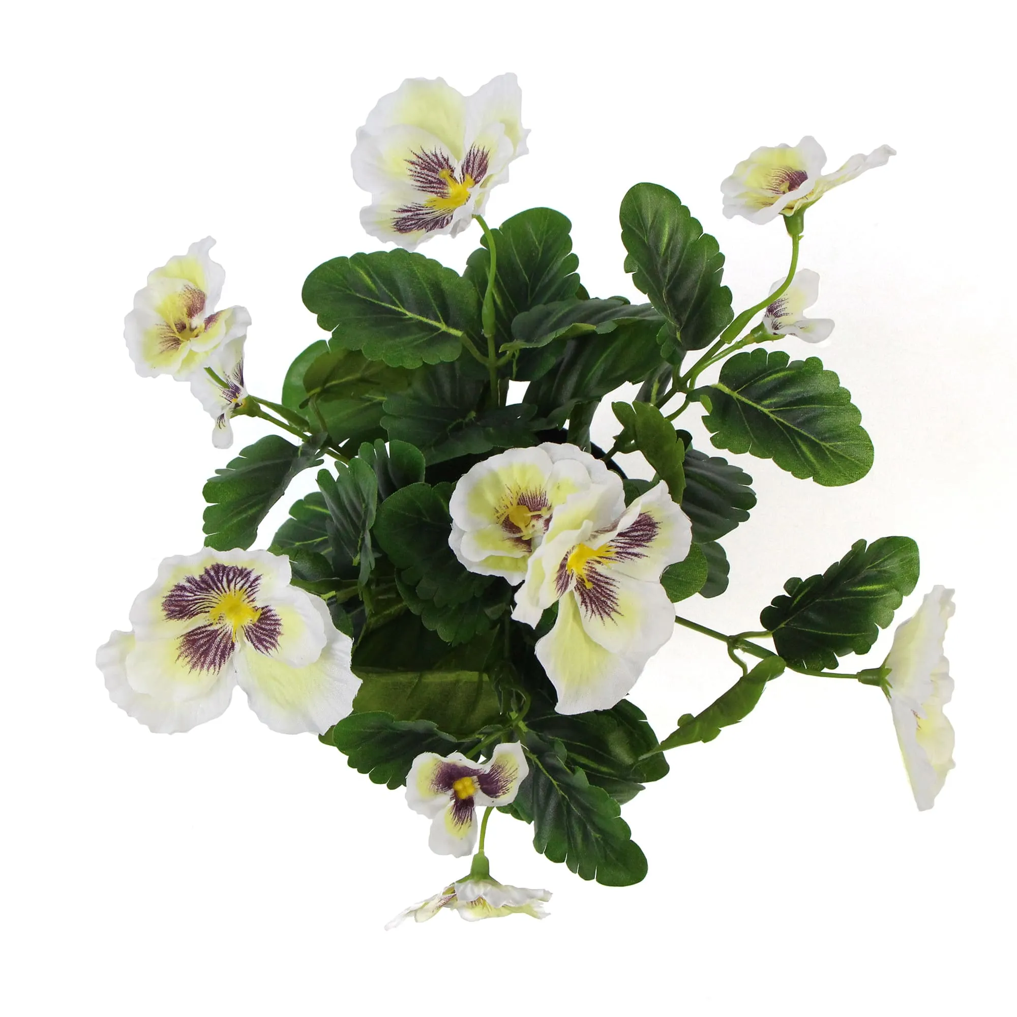 Mixed White Flowering Potted Artificial Pansy Plants 25cm