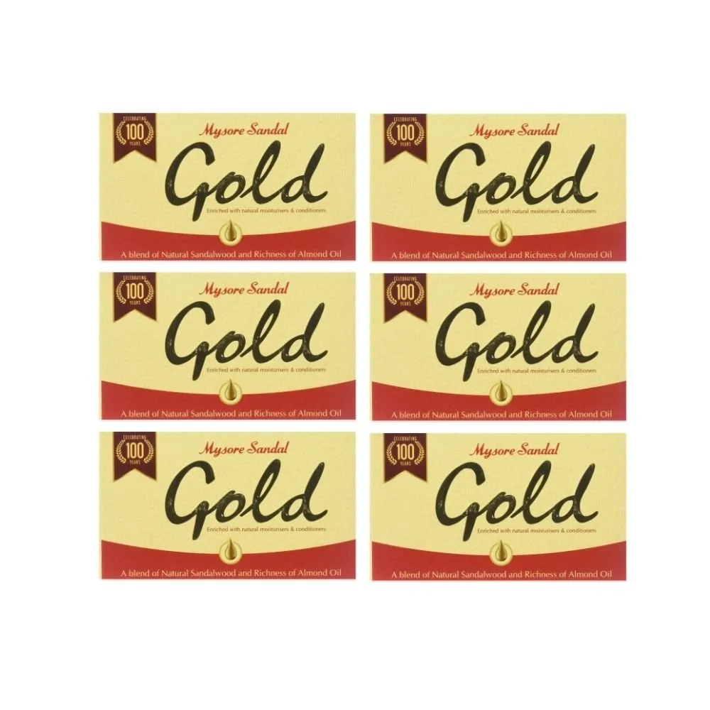 Mysore Sandal Gold Bath Soap With Natural Sandalwood Oil 125g (Pack of 6)