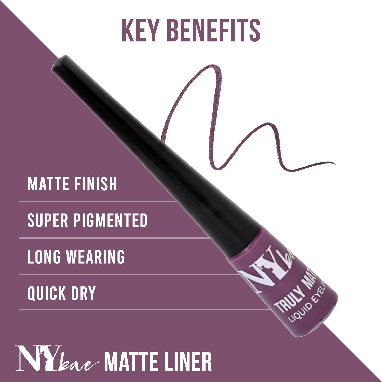 NY Bae Truly Matte Liquid Eyeliner - Popular Plum (4.5 ml) | Matte Finish | Super Pigmented | Long lasting | Quick Drying | Waterproof