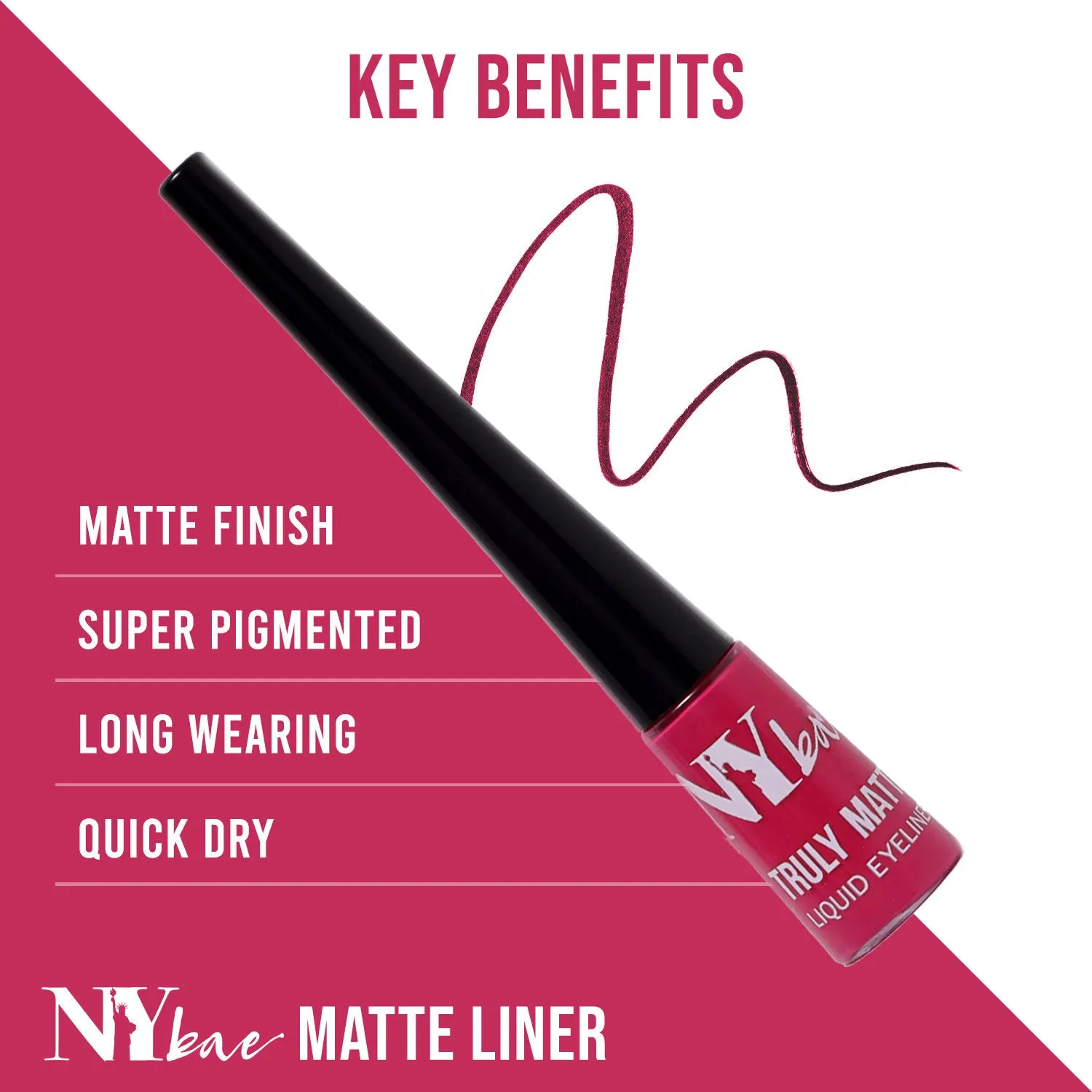 NY Bae Truly Matte Liquid Eyeliner - Pretty Pink (4.5 ml) | Matte Finish | Super Pigmented | Long lasting | Quick Drying | Waterproof