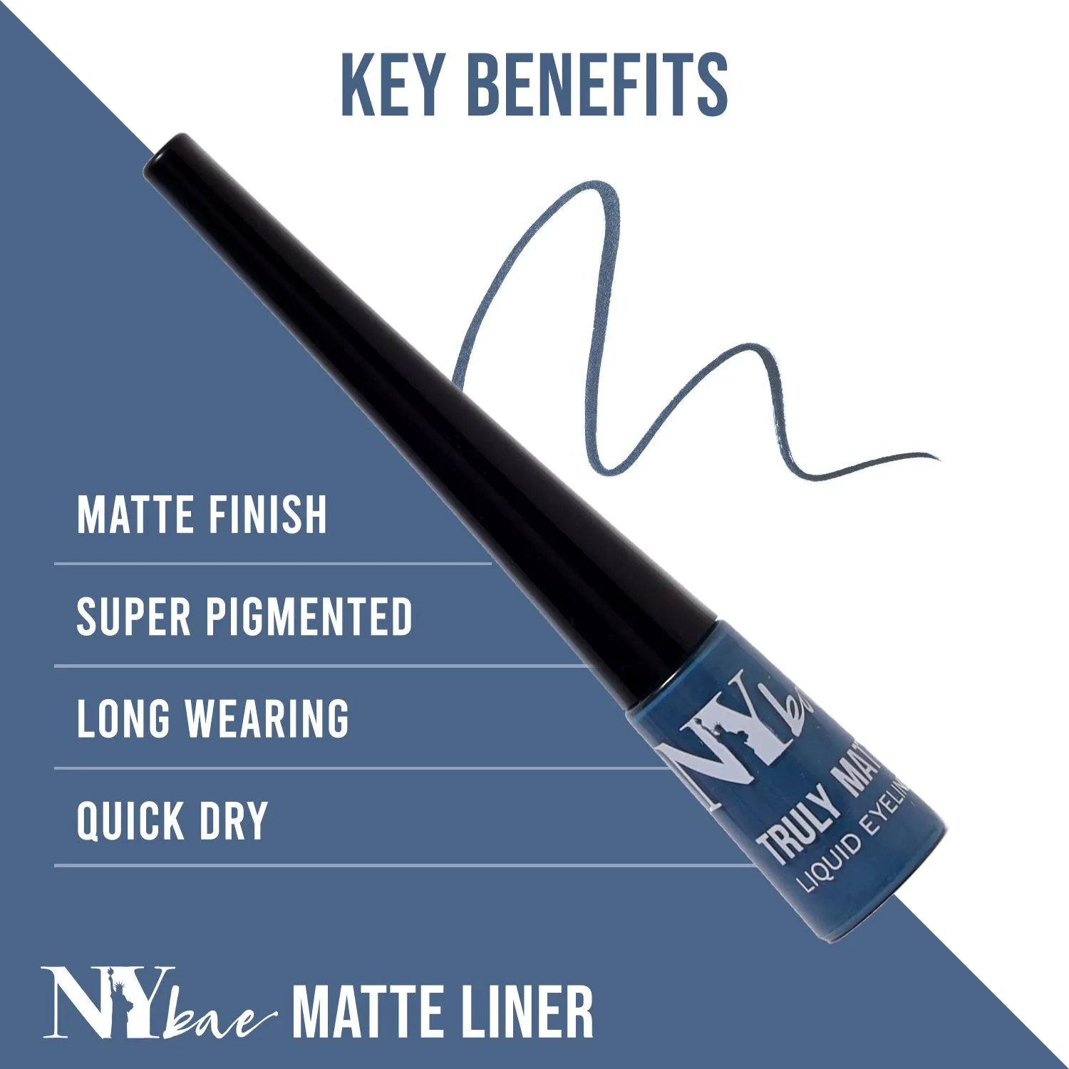 NY Bae Truly Matte Liquid Eyeliner | Teal Blue | Matte Finish | Long Lasting | Quick Dry | Water Proof - Terrific Teal 10 (4.5 ml)