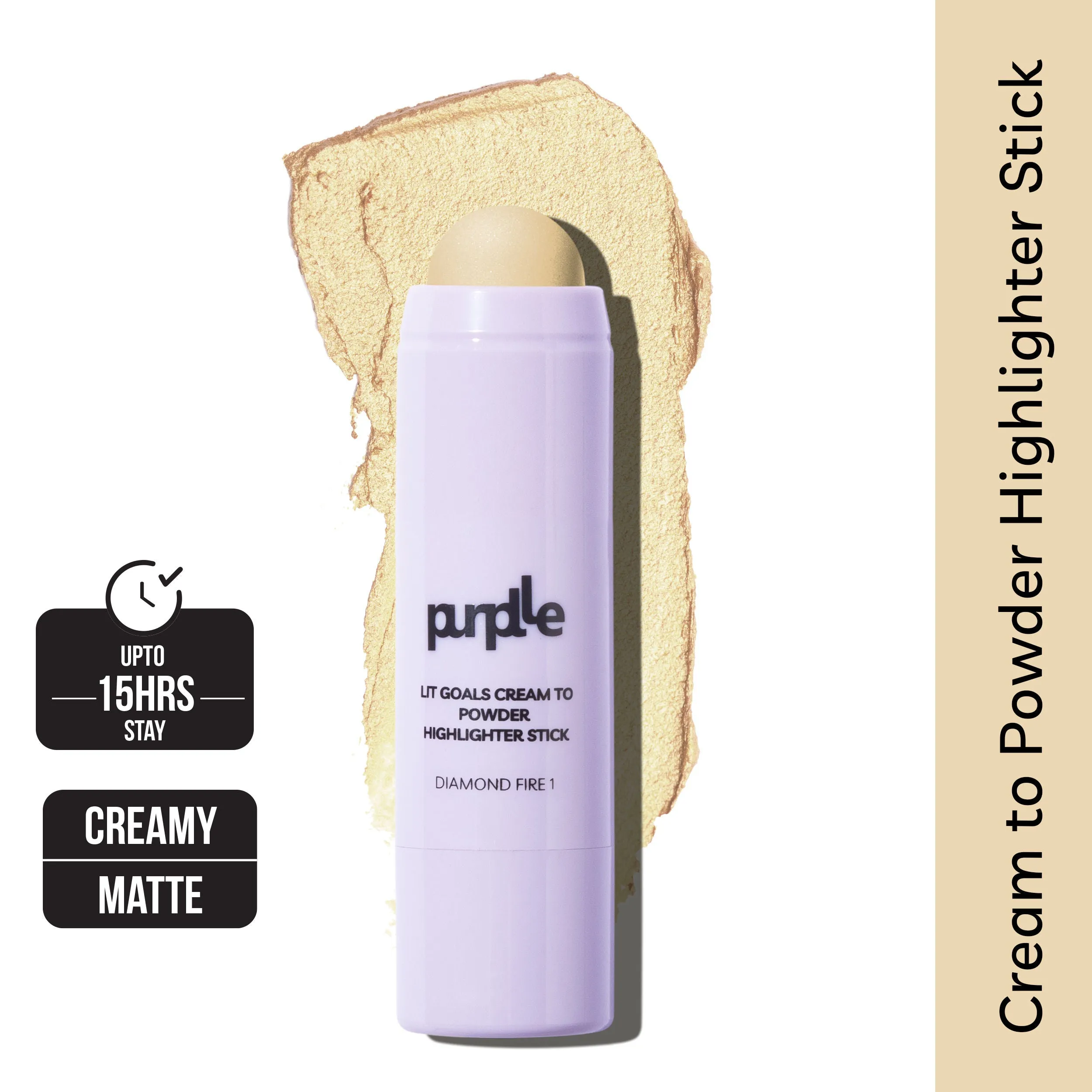 Purplle Lit Goals Cream to Powder Highlighter Stick Diamond Fire 1