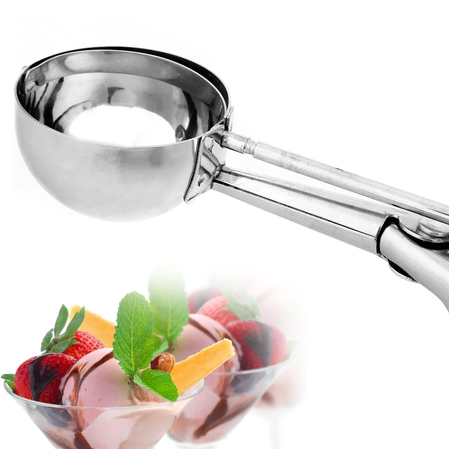 Stainless Steel Anti-Rust Ice Cream Scoop With Trigger Release Hy-48