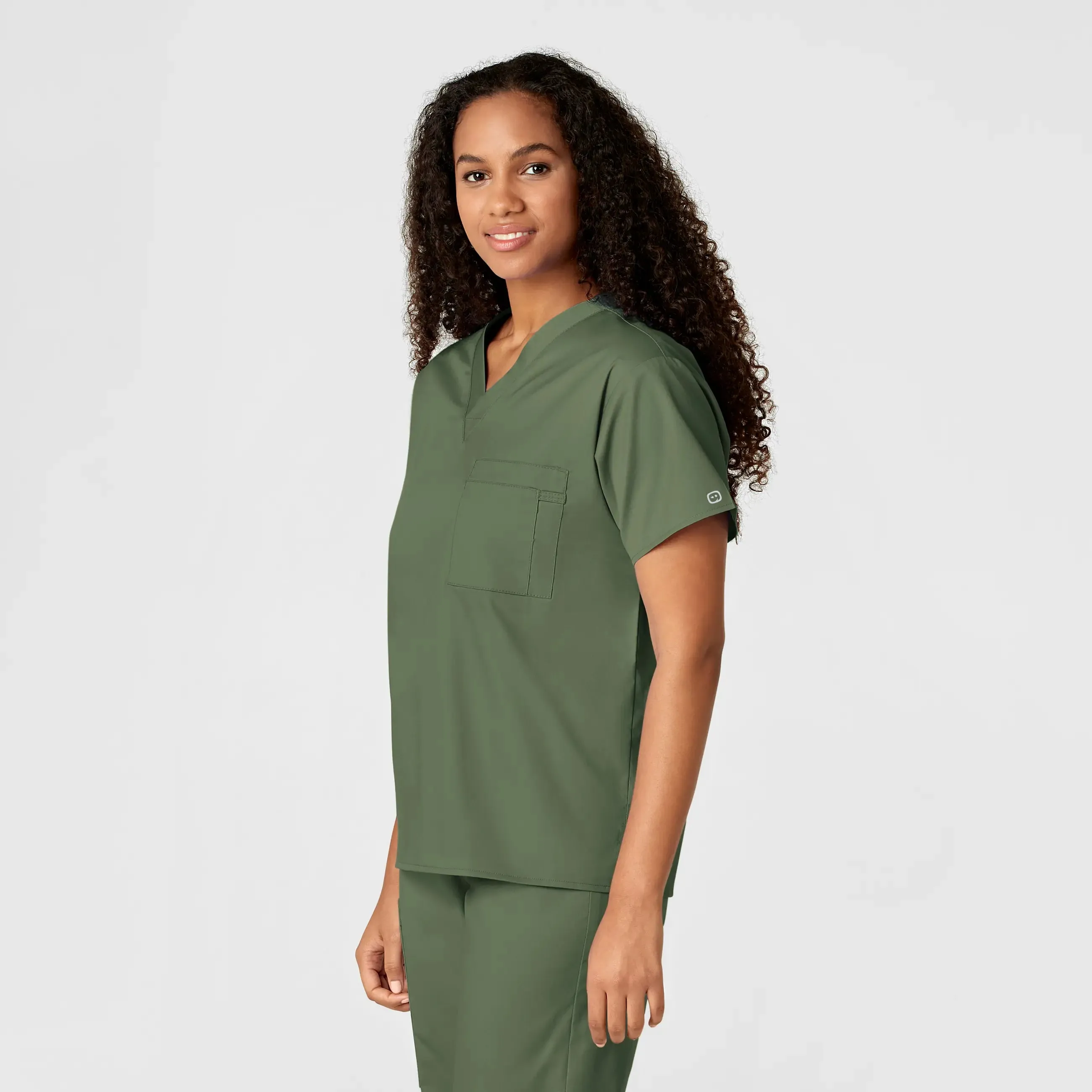 Wink Unisex V-Neck Scrub Top - Olive