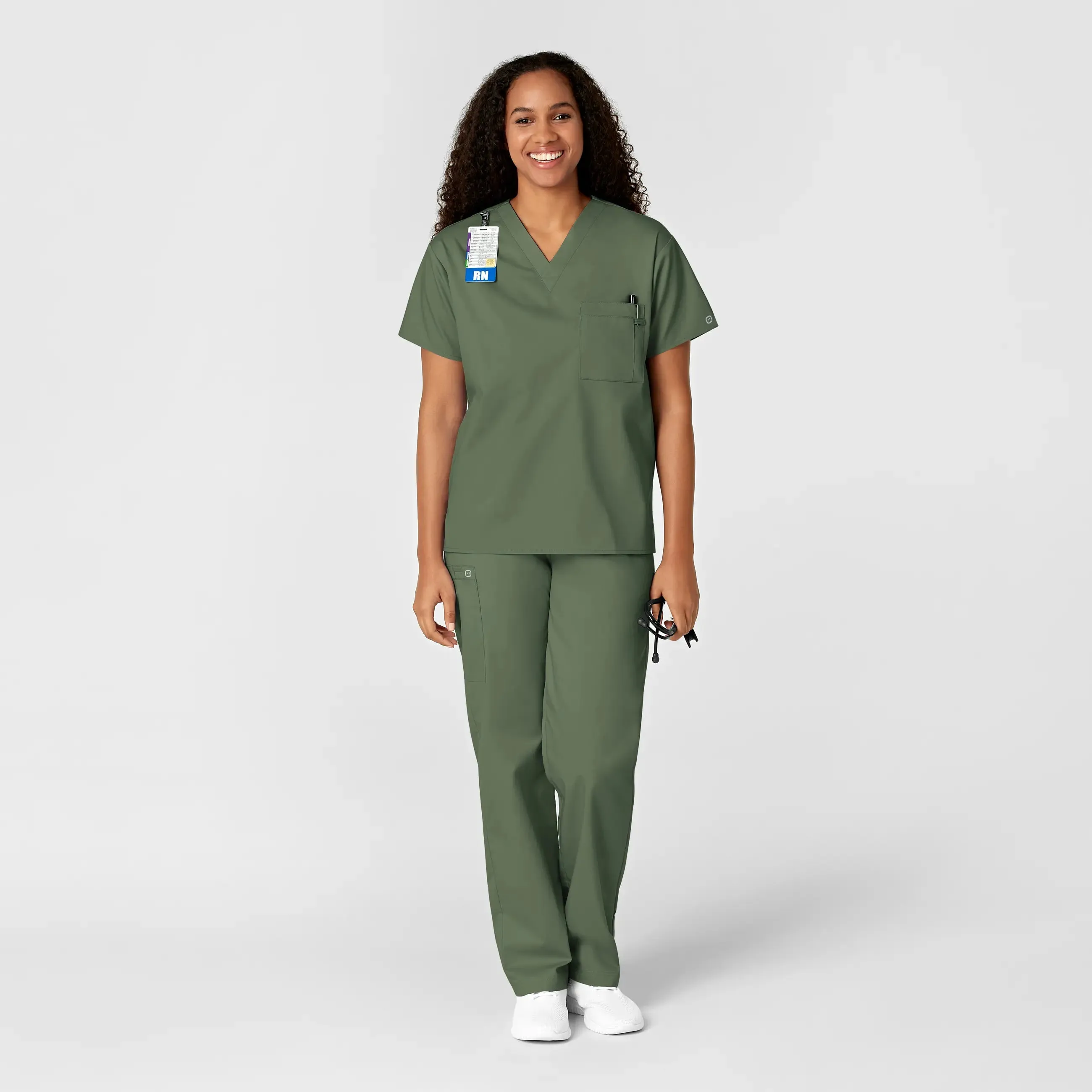 Wink Unisex V-Neck Scrub Top - Olive