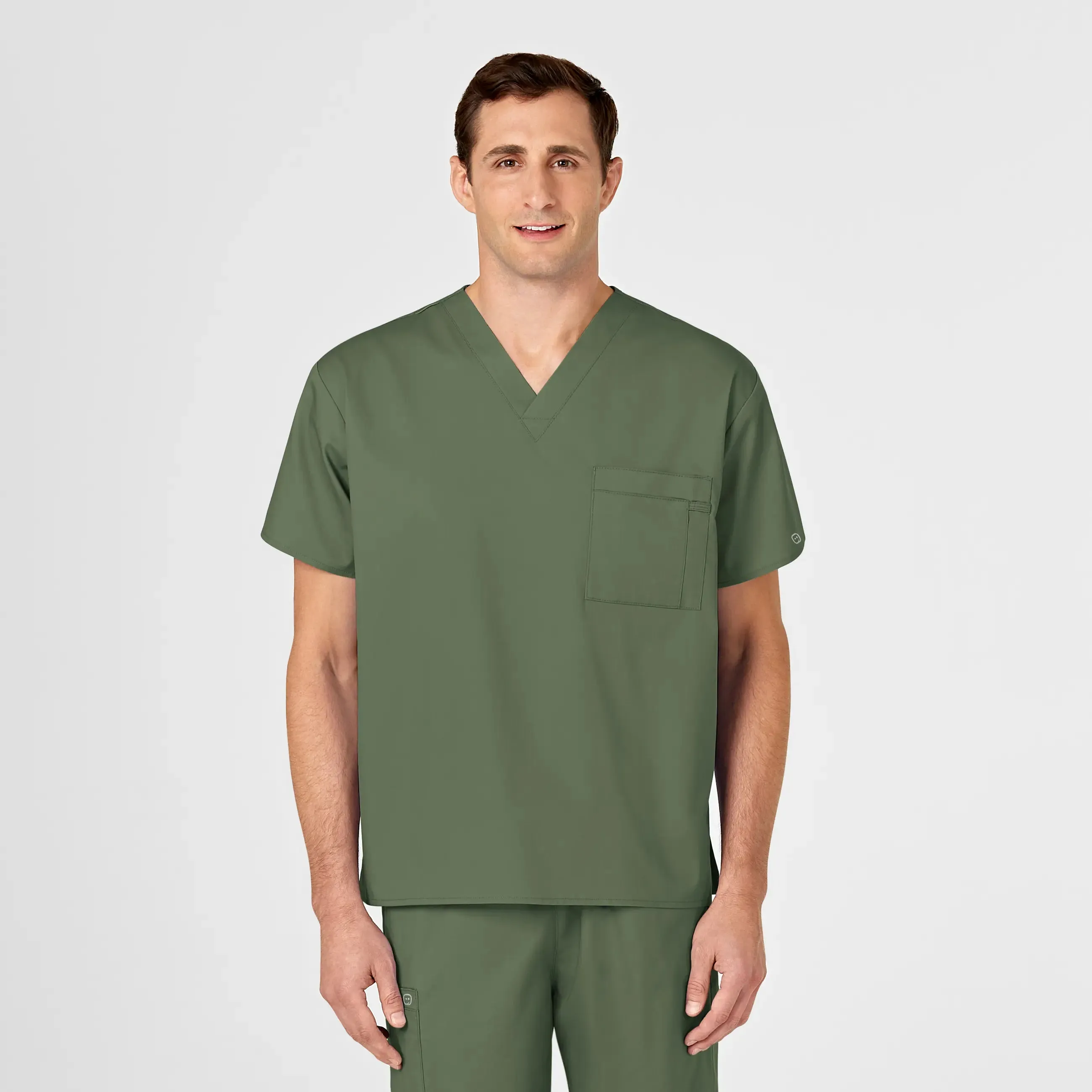 Wink Unisex V-Neck Scrub Top - Olive