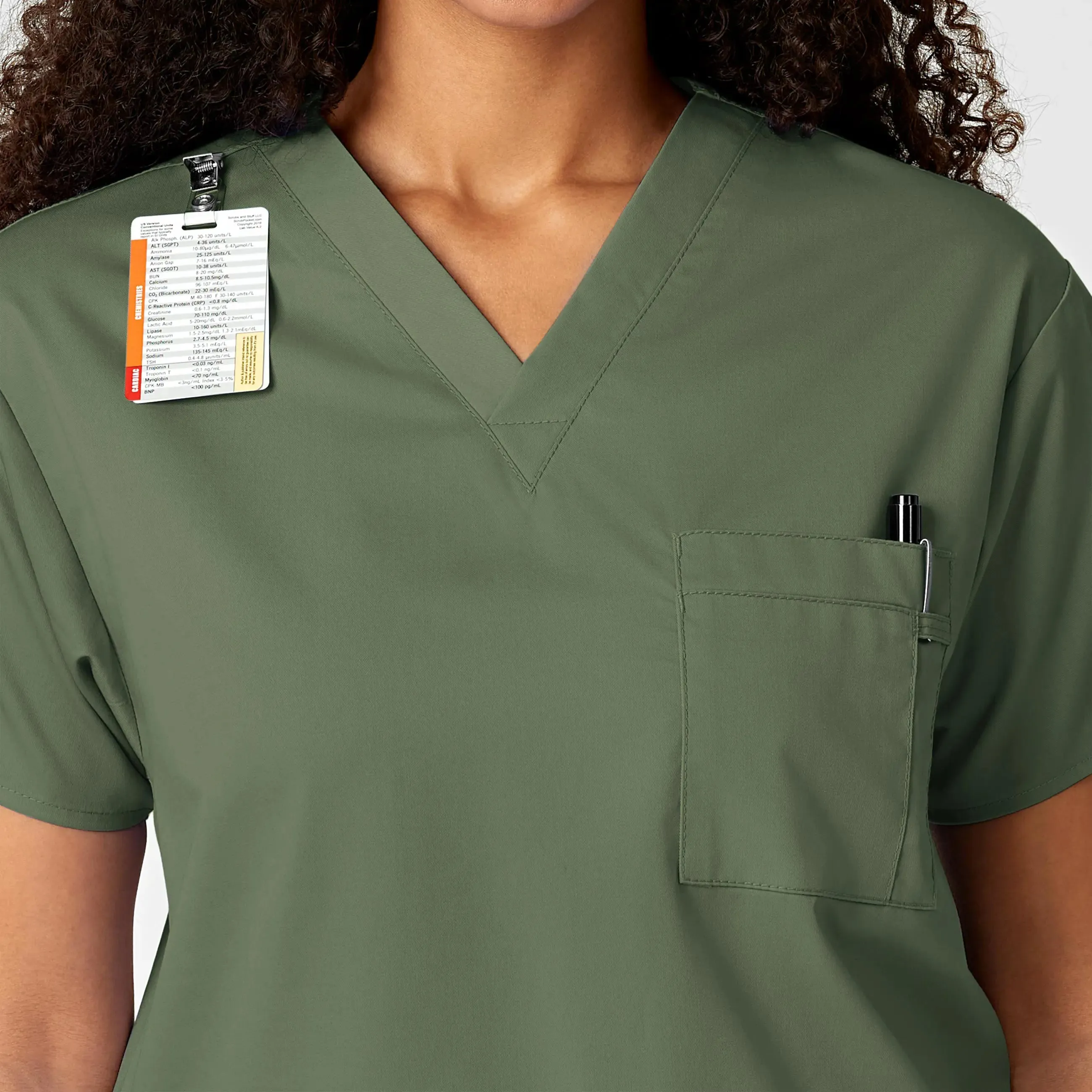 Wink Unisex V-Neck Scrub Top - Olive