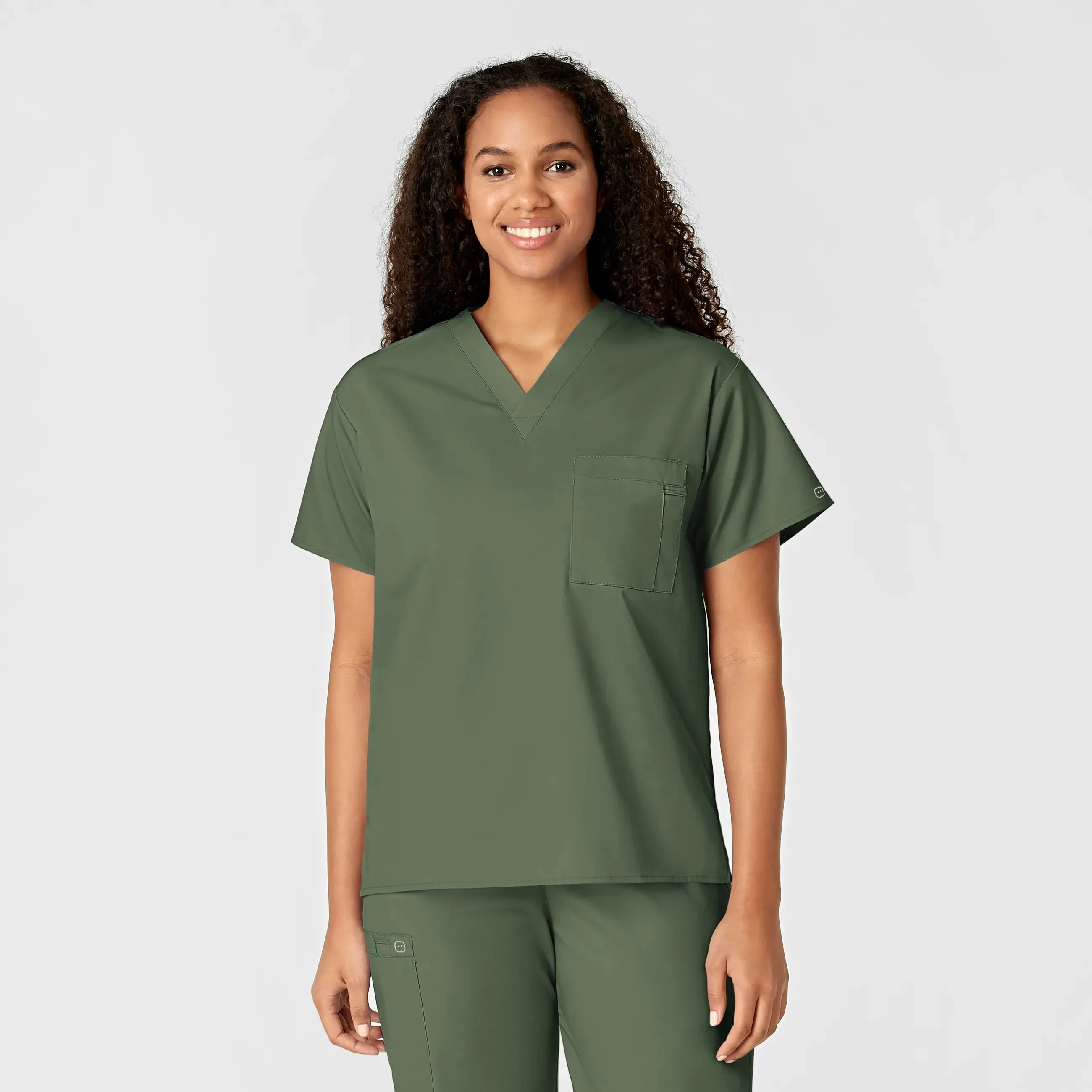 Wink Unisex V-Neck Scrub Top - Olive