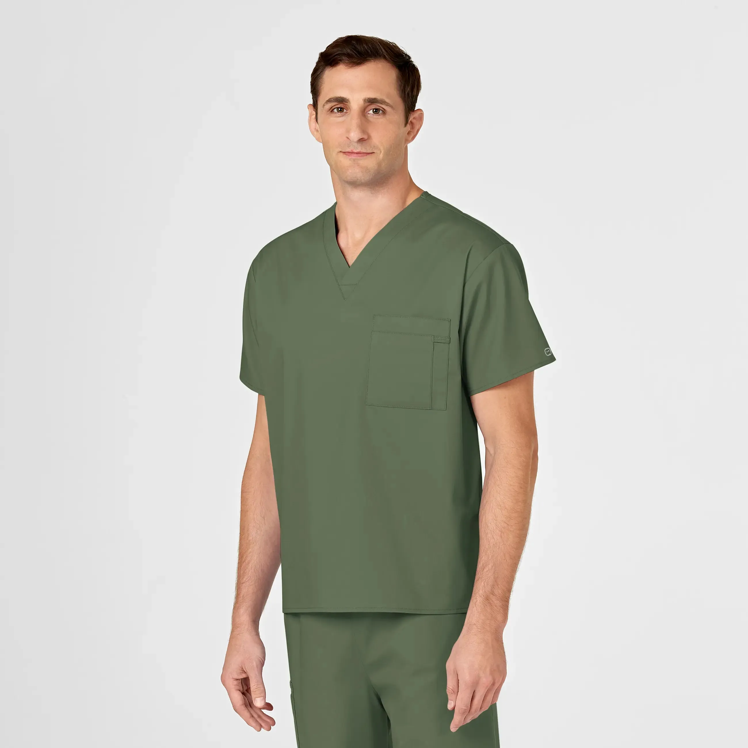 Wink Unisex V-Neck Scrub Top - Olive